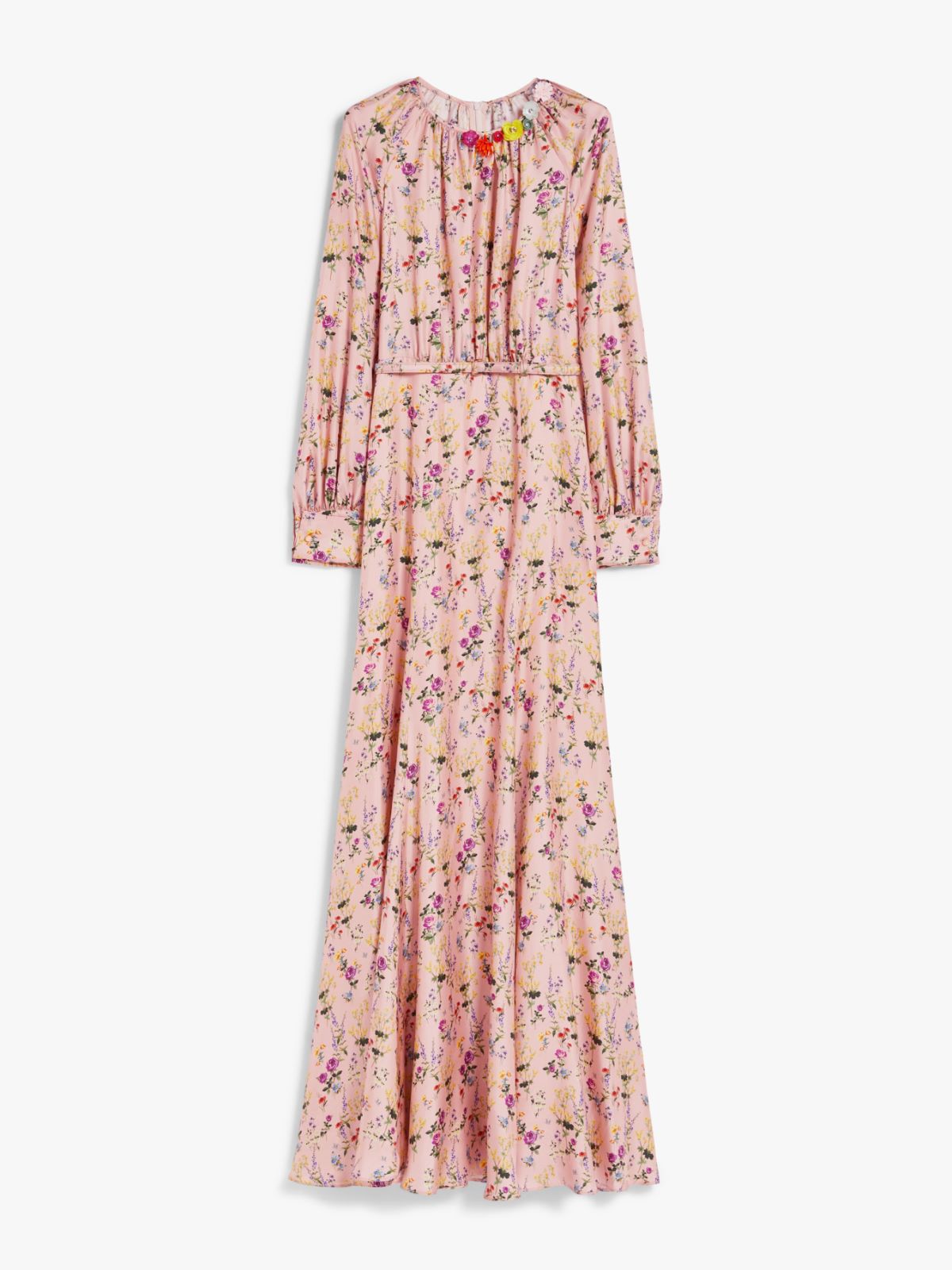 Long printed silk dress