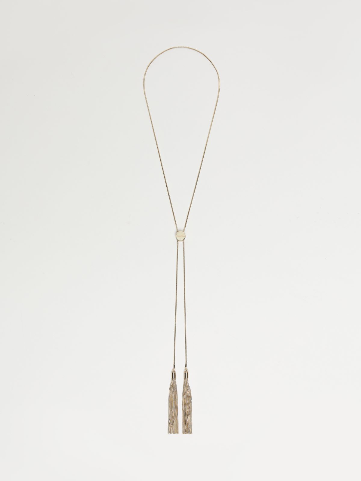 Tie necklace with tassels