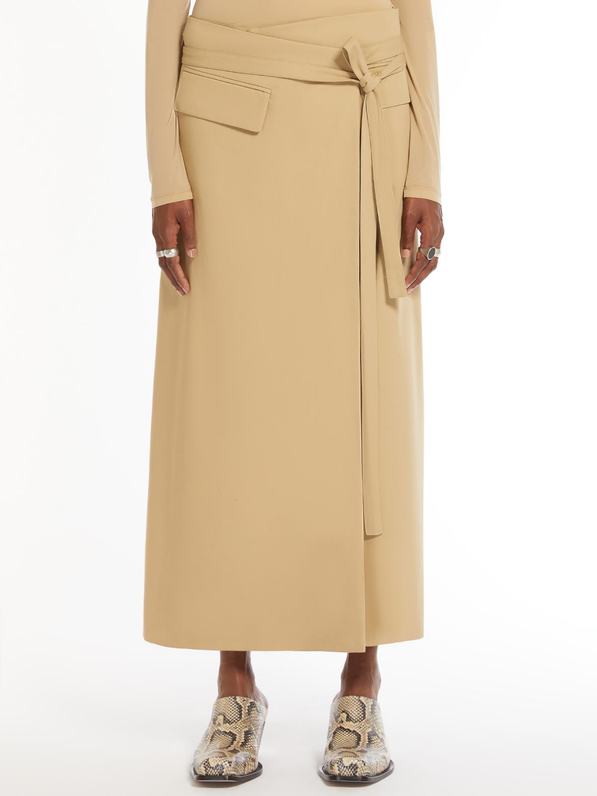 Long waterproof gabardine skirt