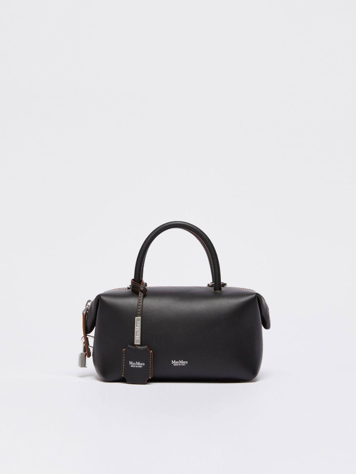 Small shiny leather satchel bag