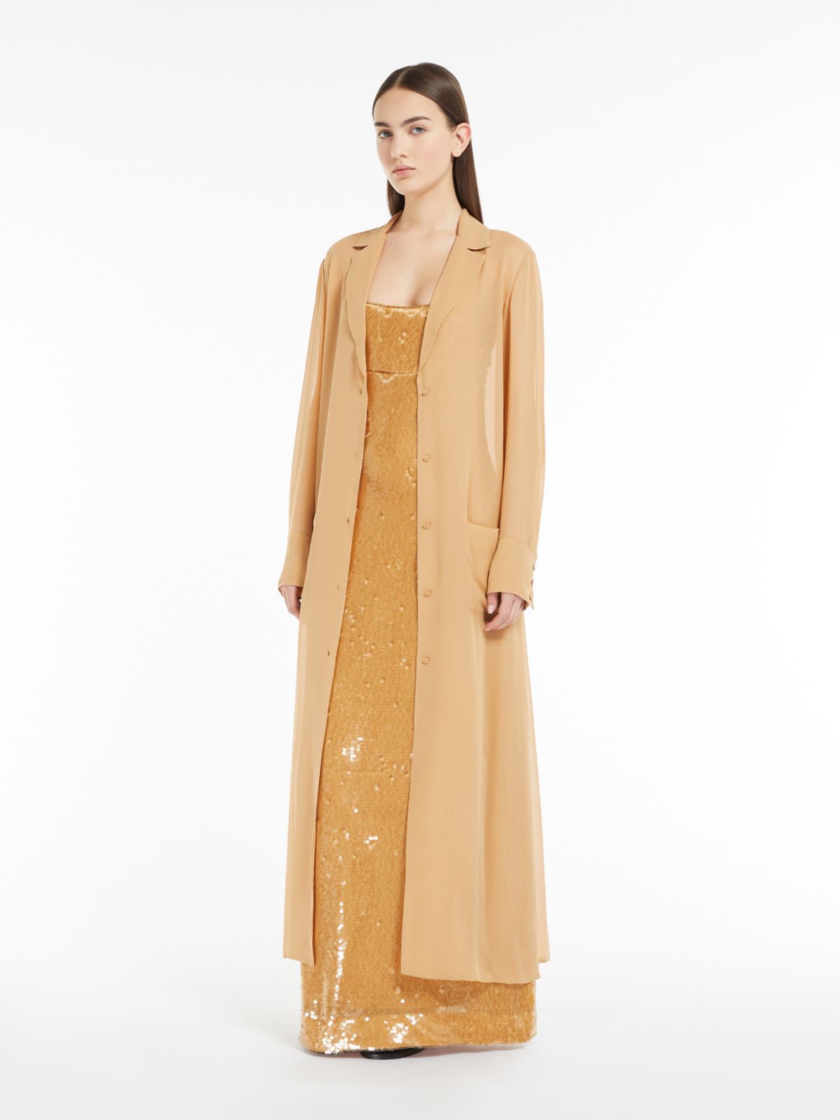 Silk georgette duster coat