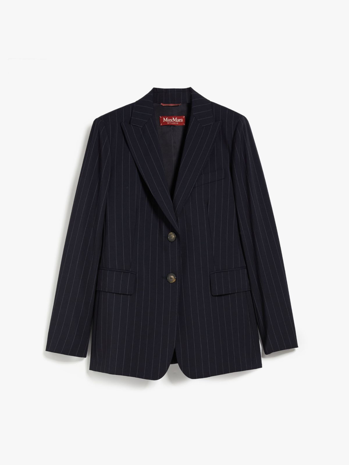 Single-breasted pinstripe wool blazer