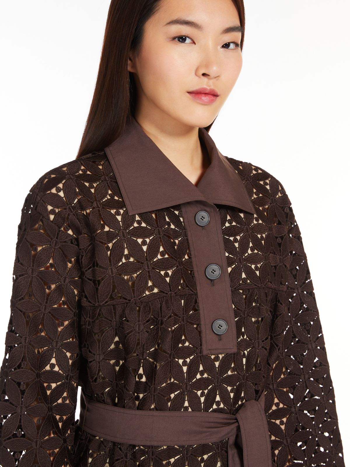 Macramé and poplin dress