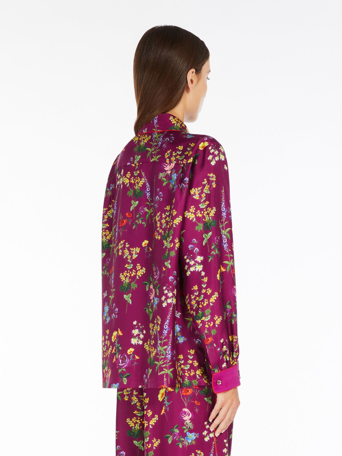 Printed silk pyjama-style shirt