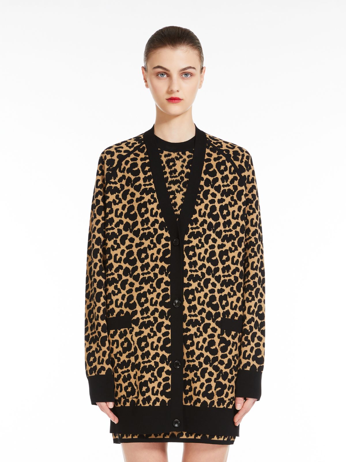 Jacquard viscose cardigan