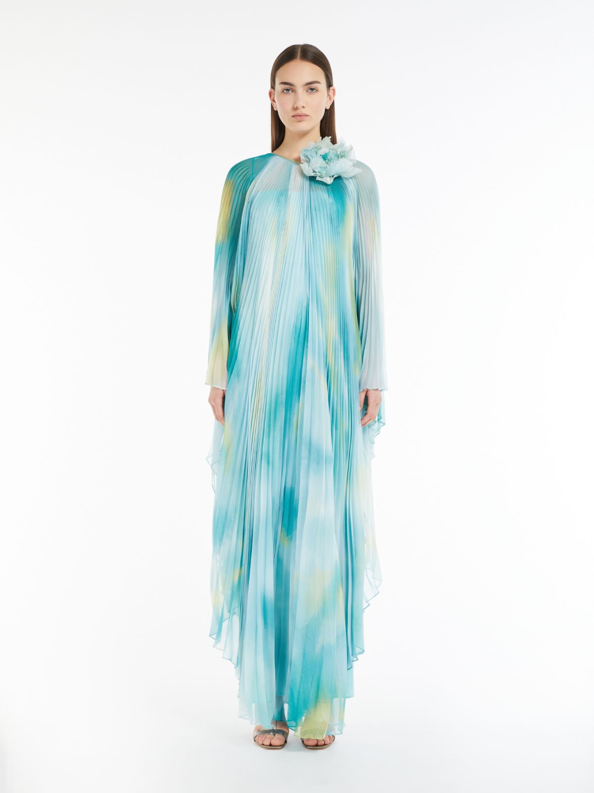 Kaftan dress in printed chiffon