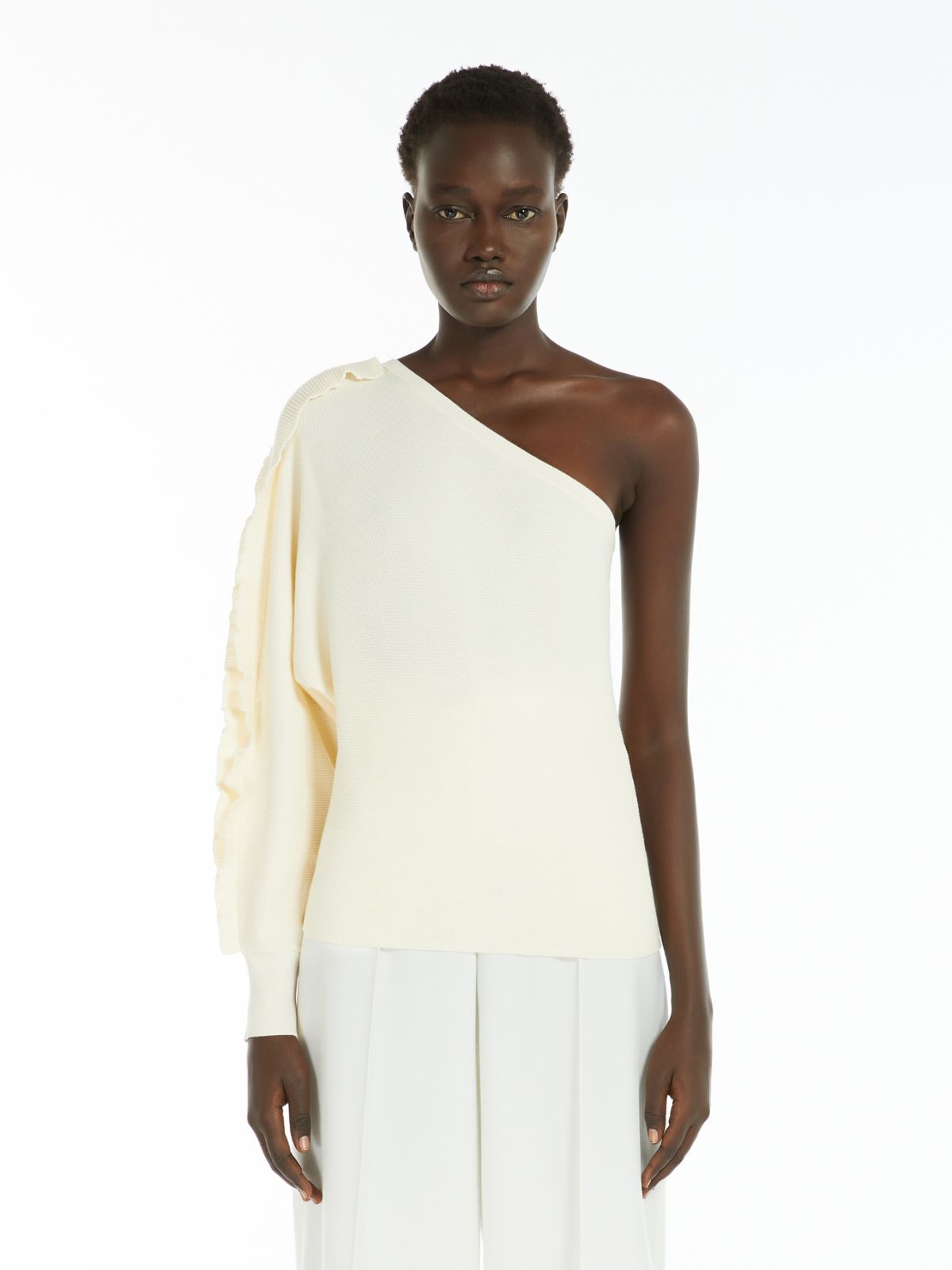 One-shoulder viscose jumper