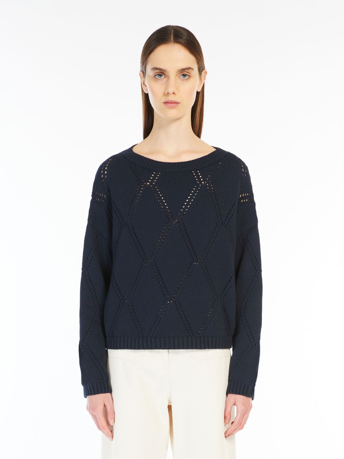 Oversized diamond-knit cotton sweater