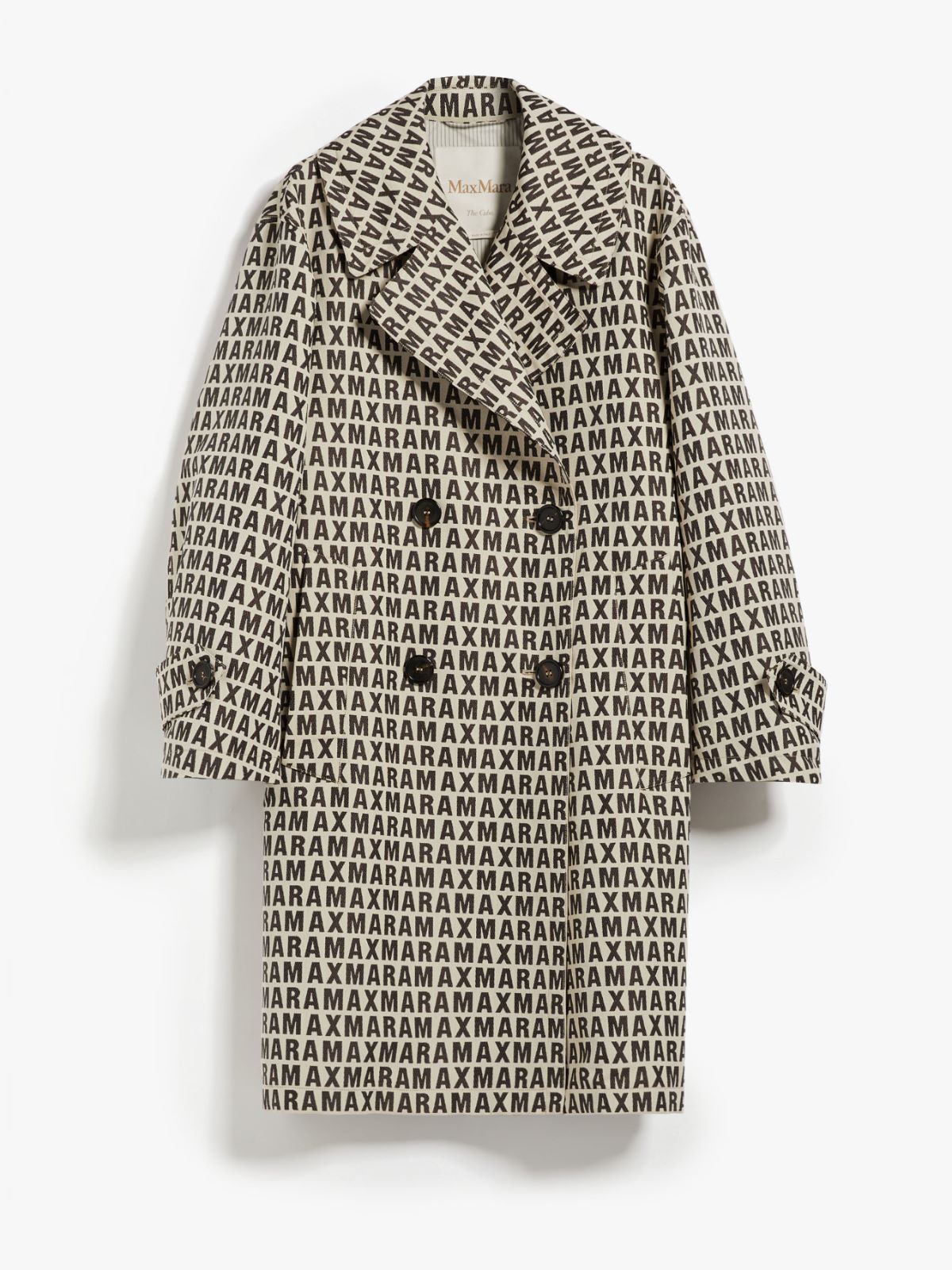 Double-breasted trench coat in jacquard technical cotton