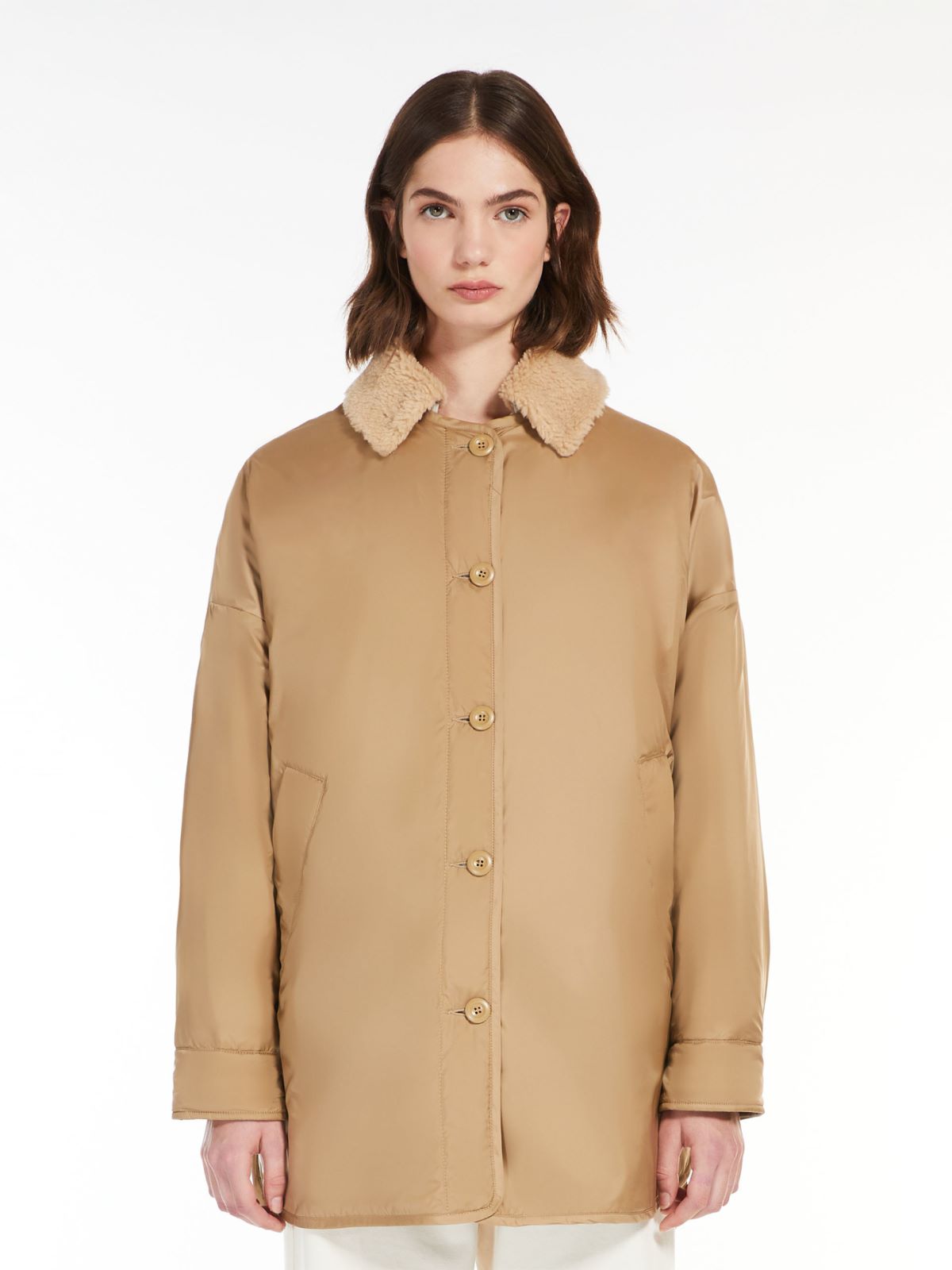 Reversible water-repellent canvas down jacket