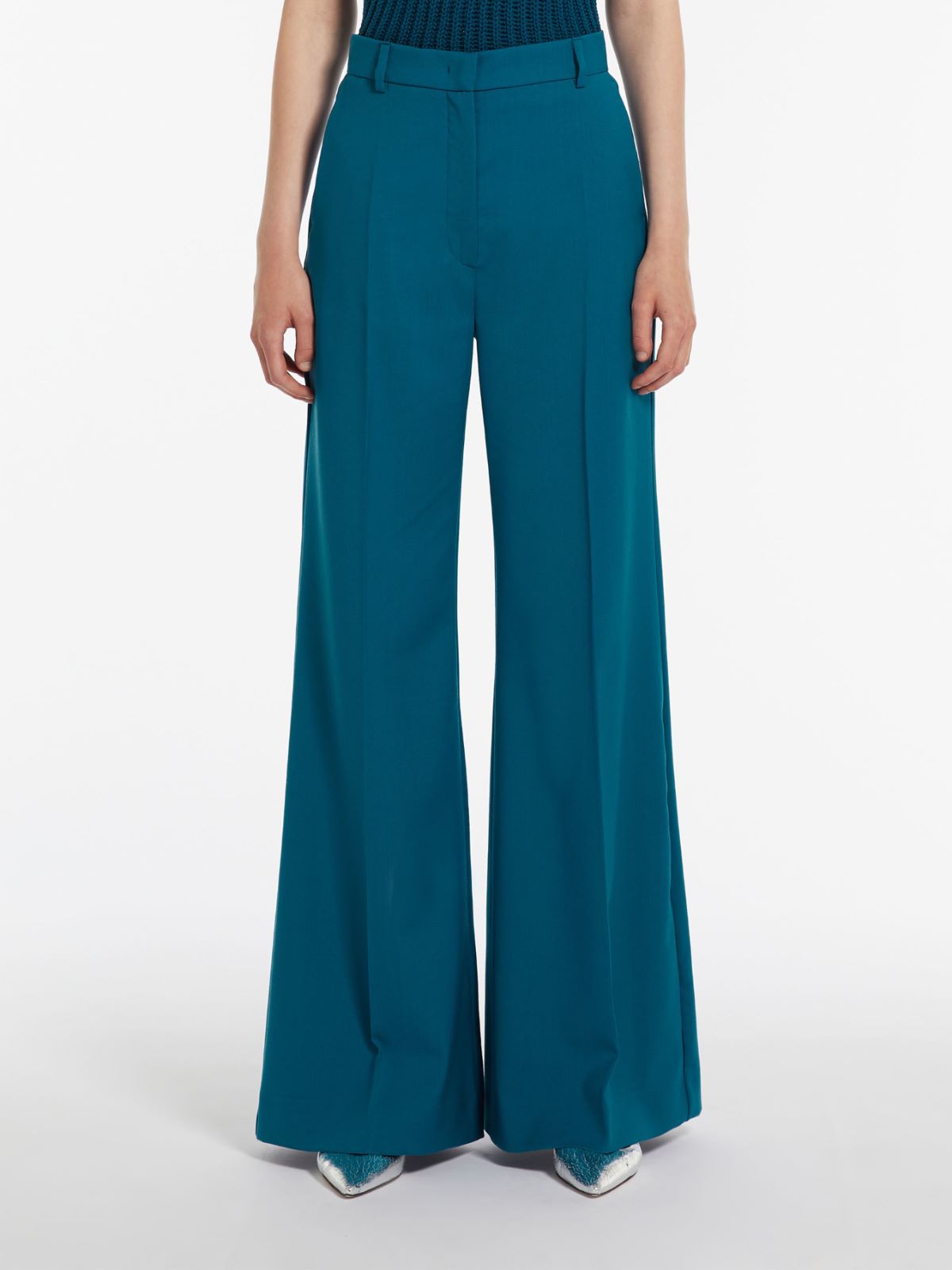 Flared woollen cloth trousers