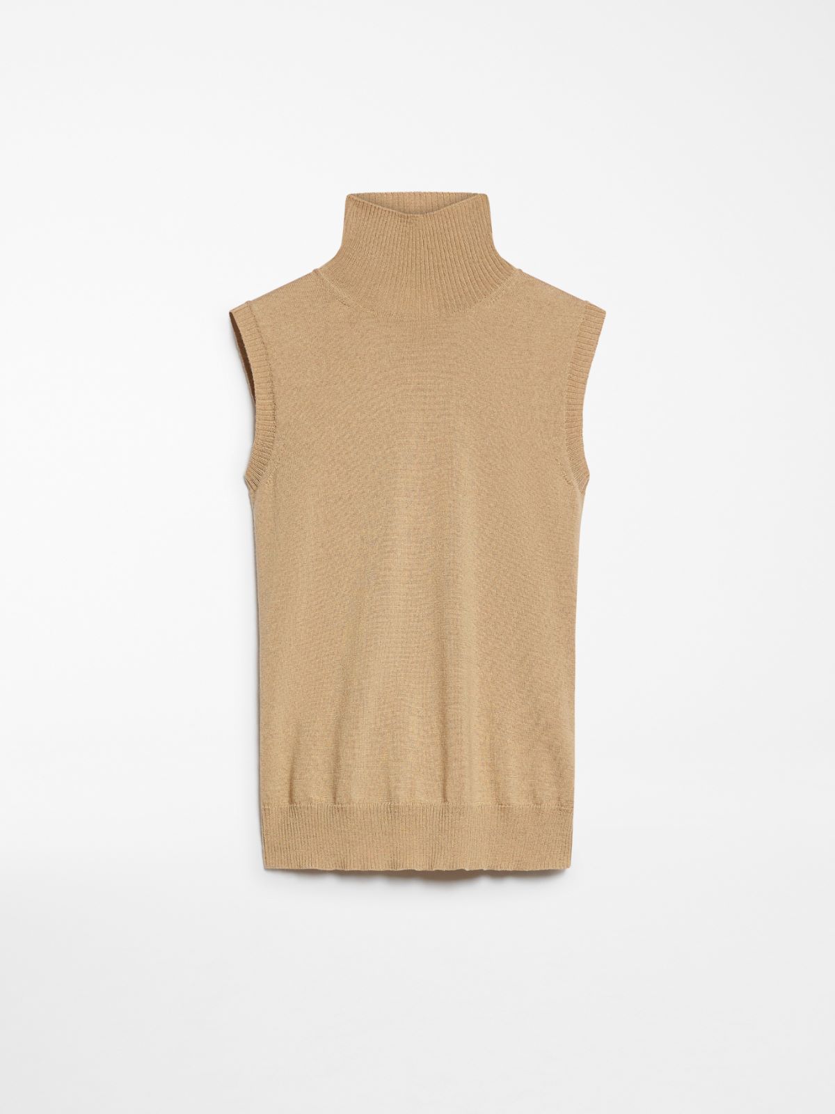 Sleeveless mock polo-neck sweater