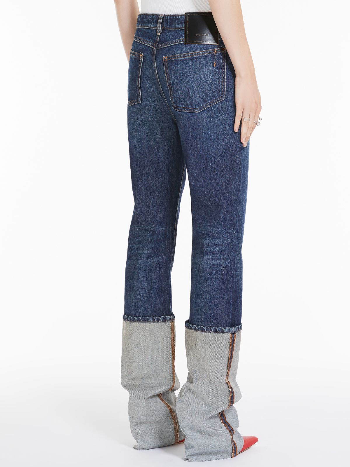 Denim jeans with extra turn-ups