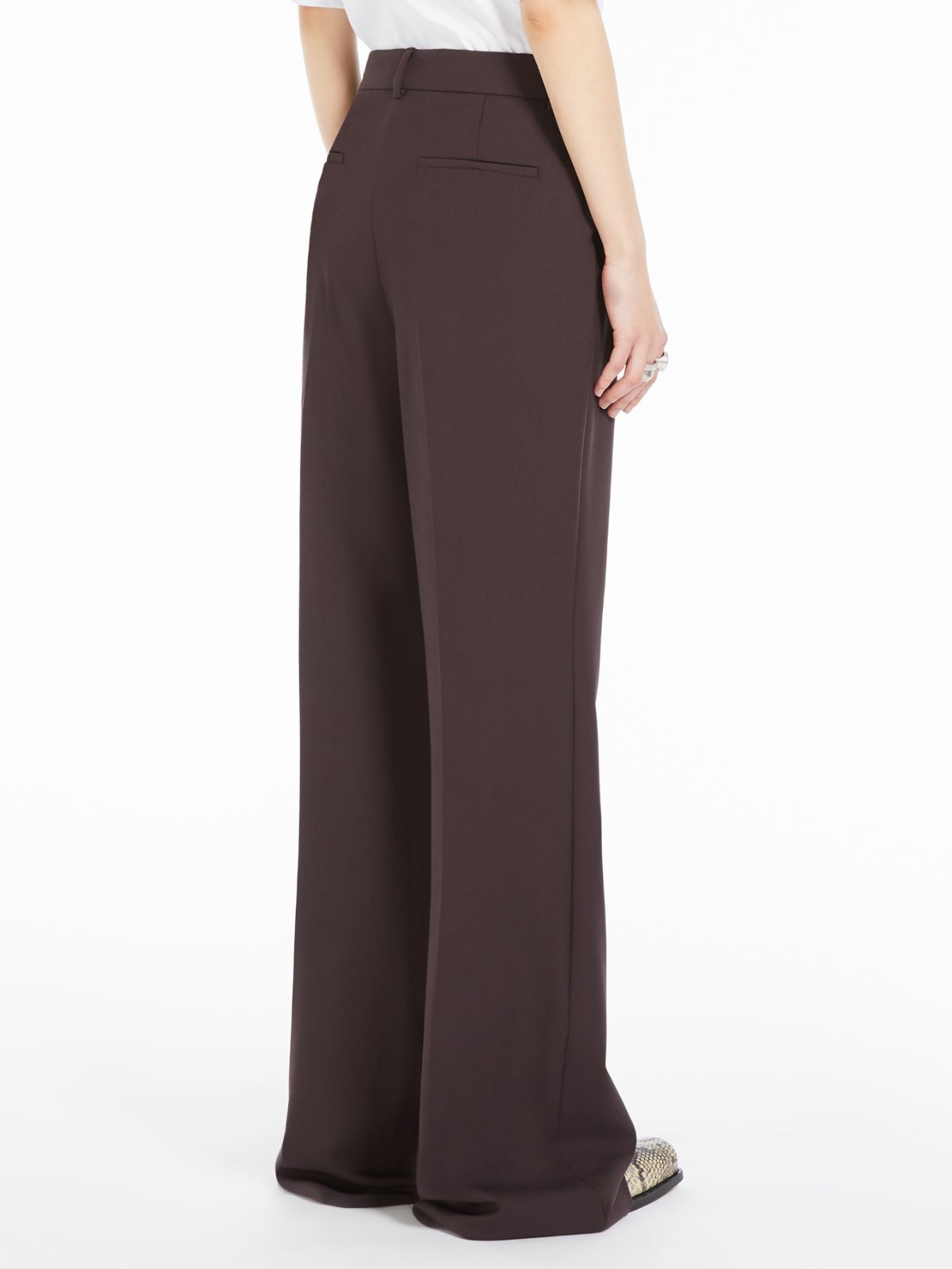 Flared stretch wool trousers