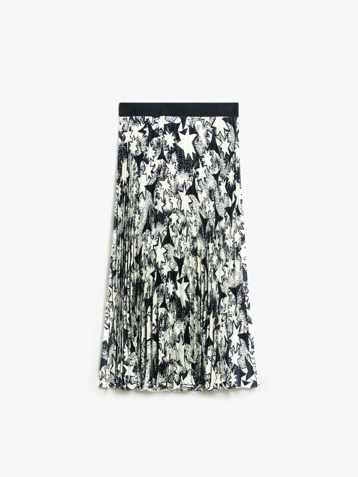 Pleated printed twill skirt