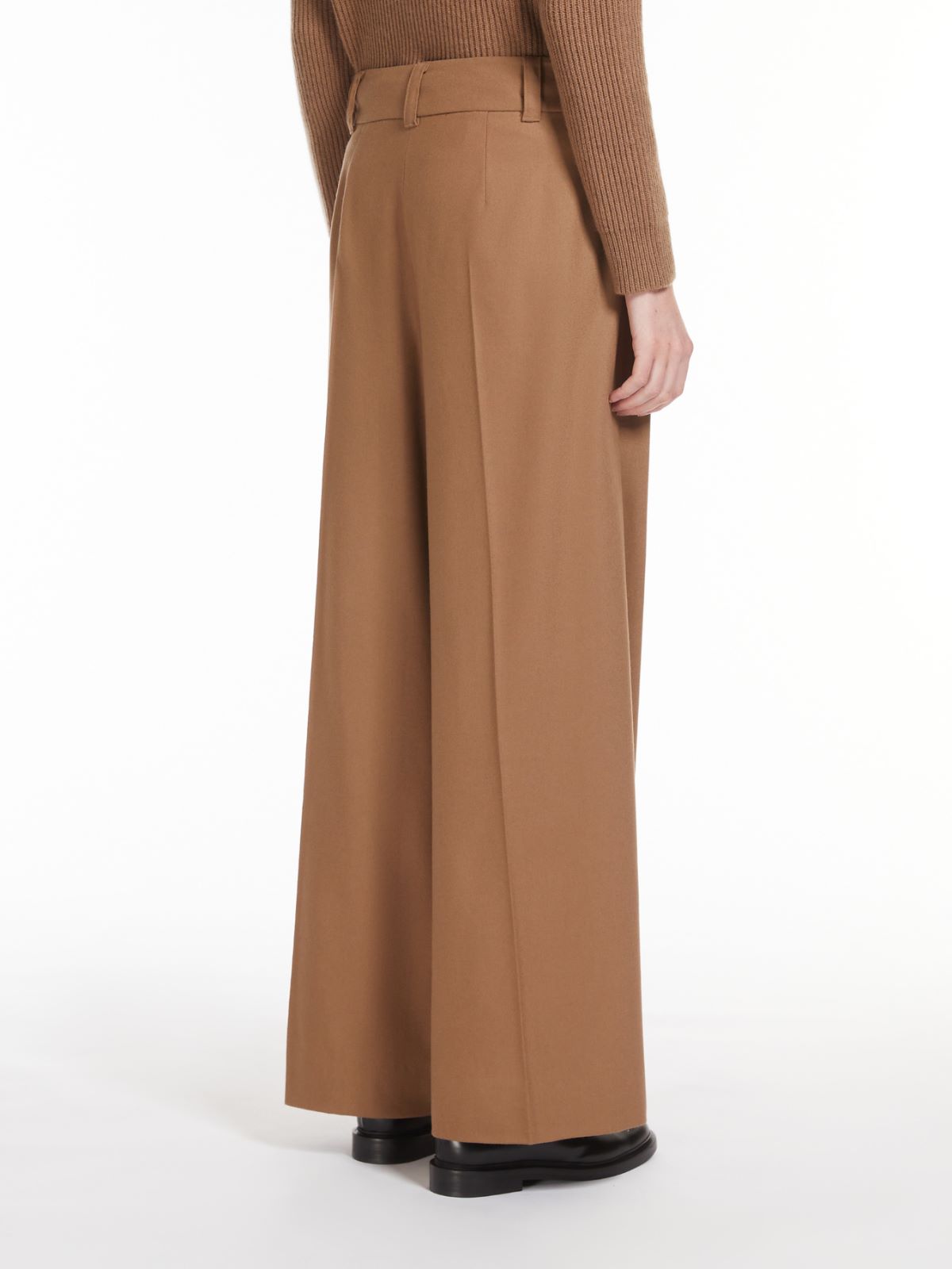 Flannel wide-leg trousers