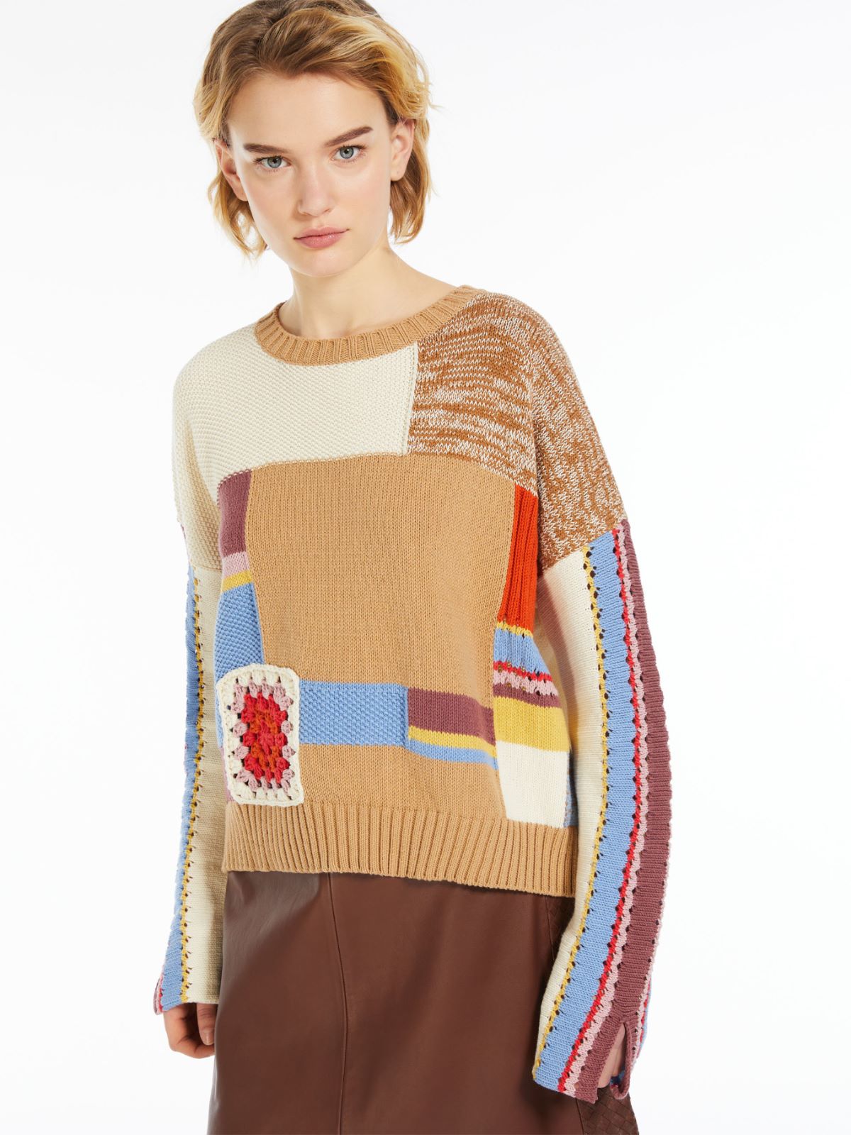 Patchwork cotton sweater