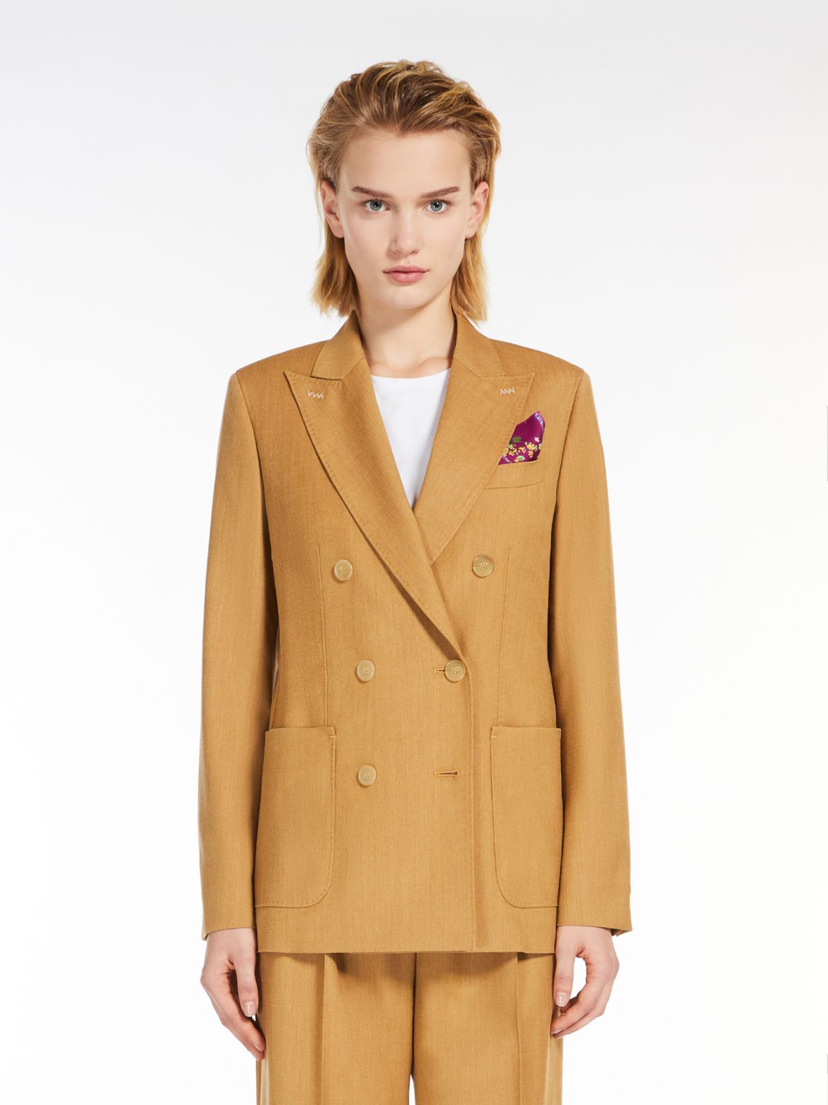 Wool, silk and mohair canvas blazer