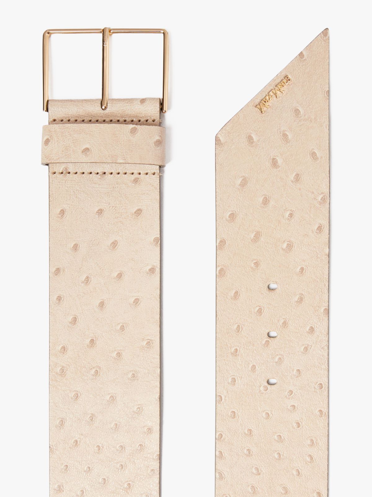 Ostrich-print leather belt