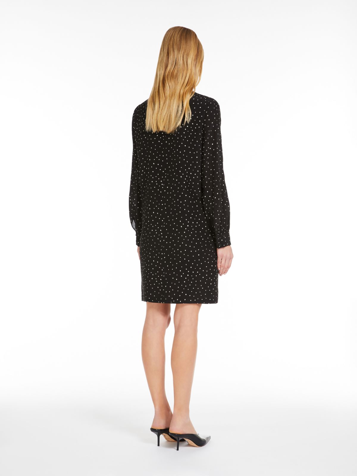 Printed silk turtleneck dress