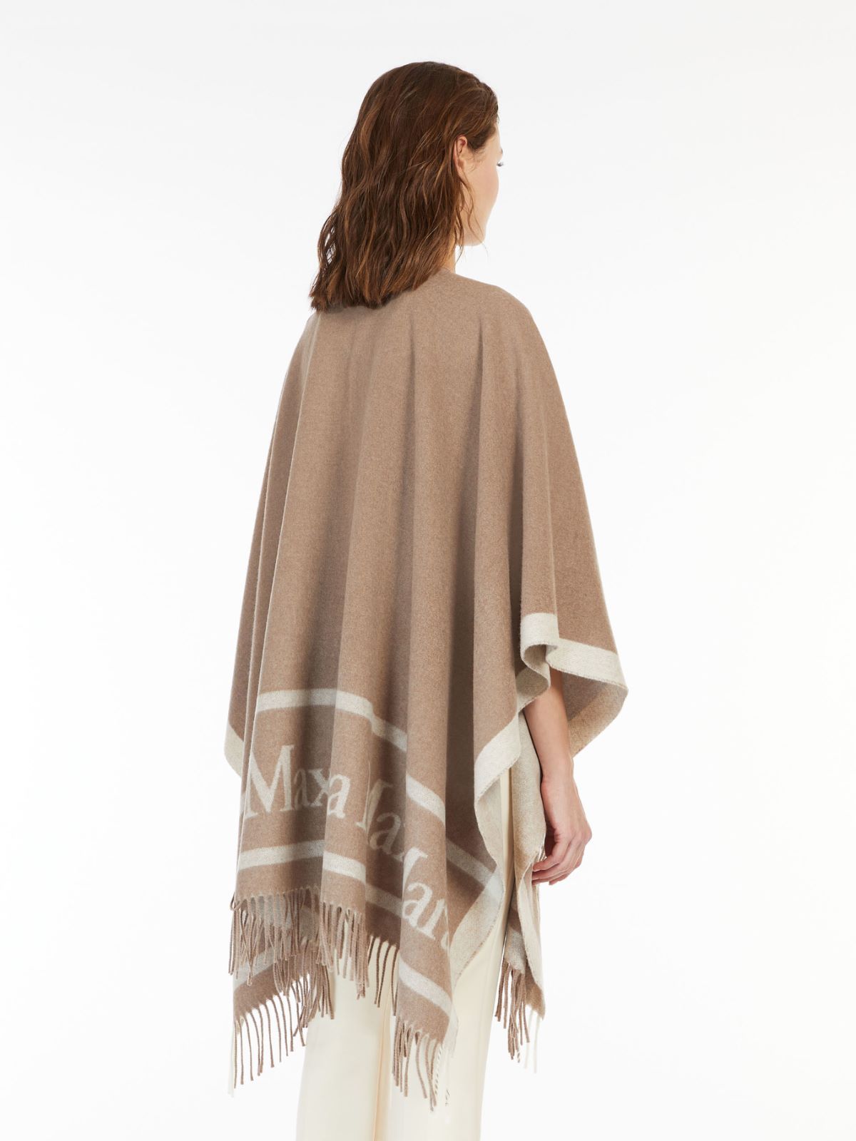 Wool cloak with fringes