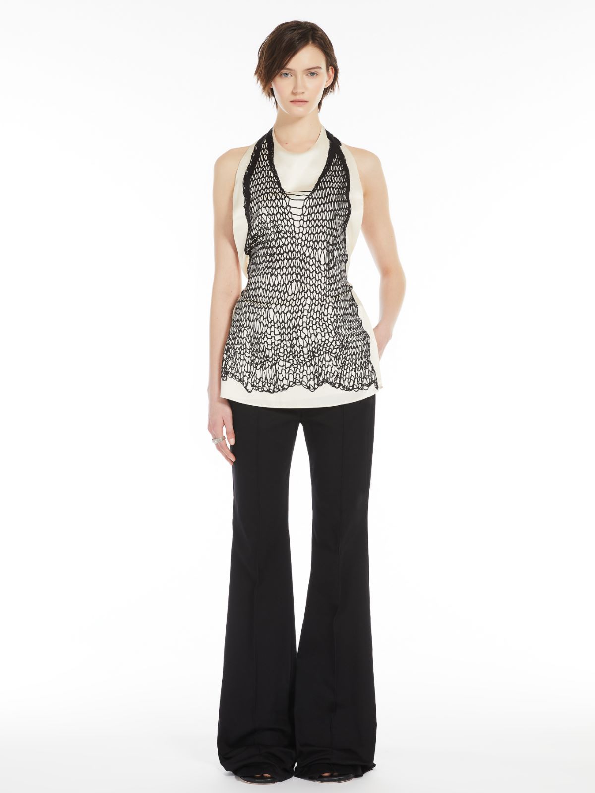 Flared stretch trousers