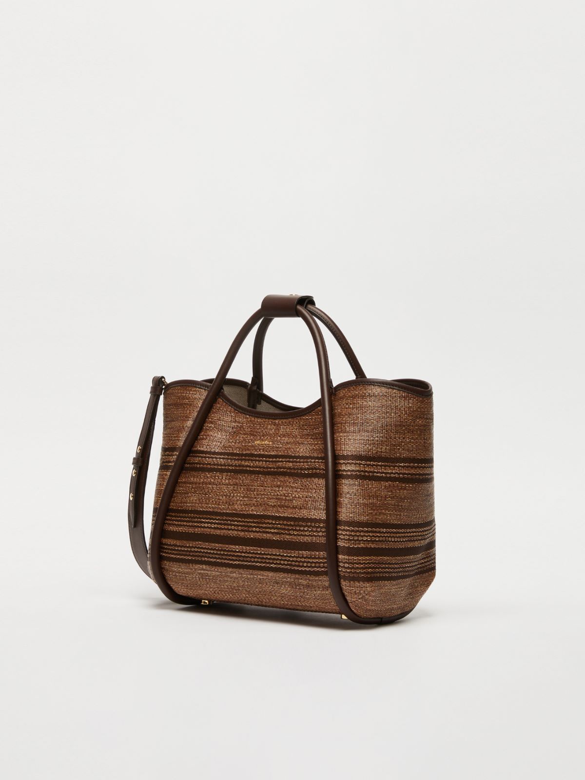 Jacquard raffia-effect fabric small Marine bag