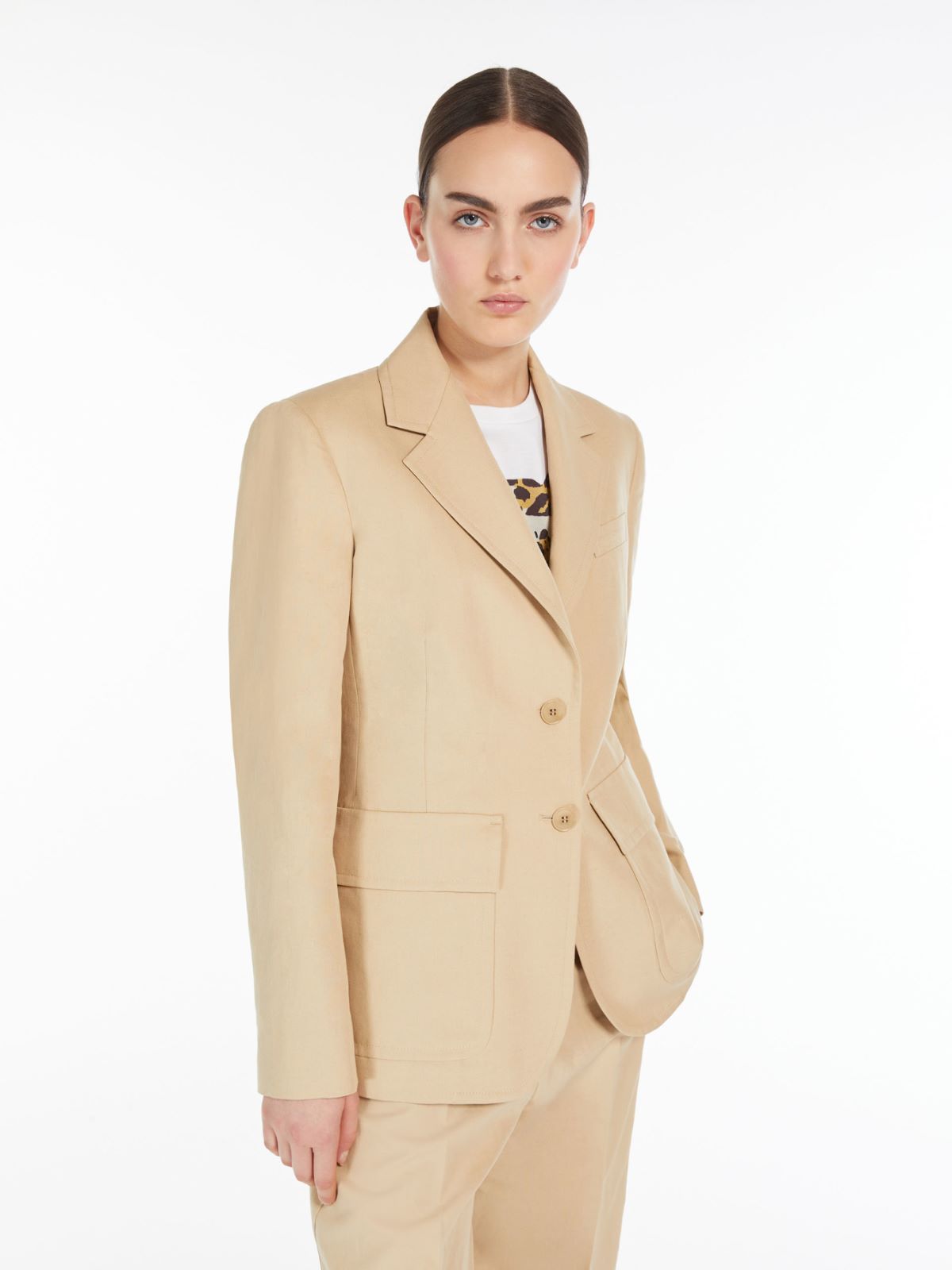 Cotton and linen canvas blazer