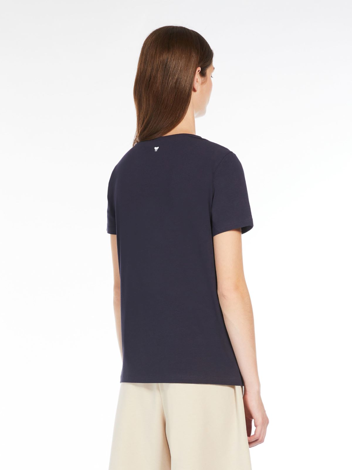 Stretch cotton basic T-shirt