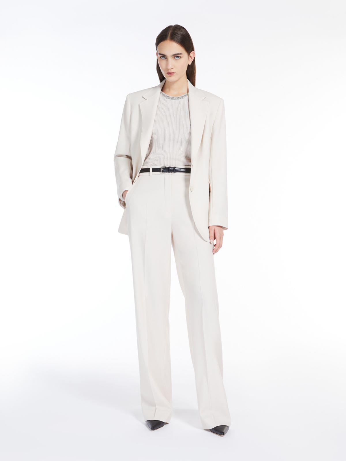 Wool satin crêpe single-breasted blazer