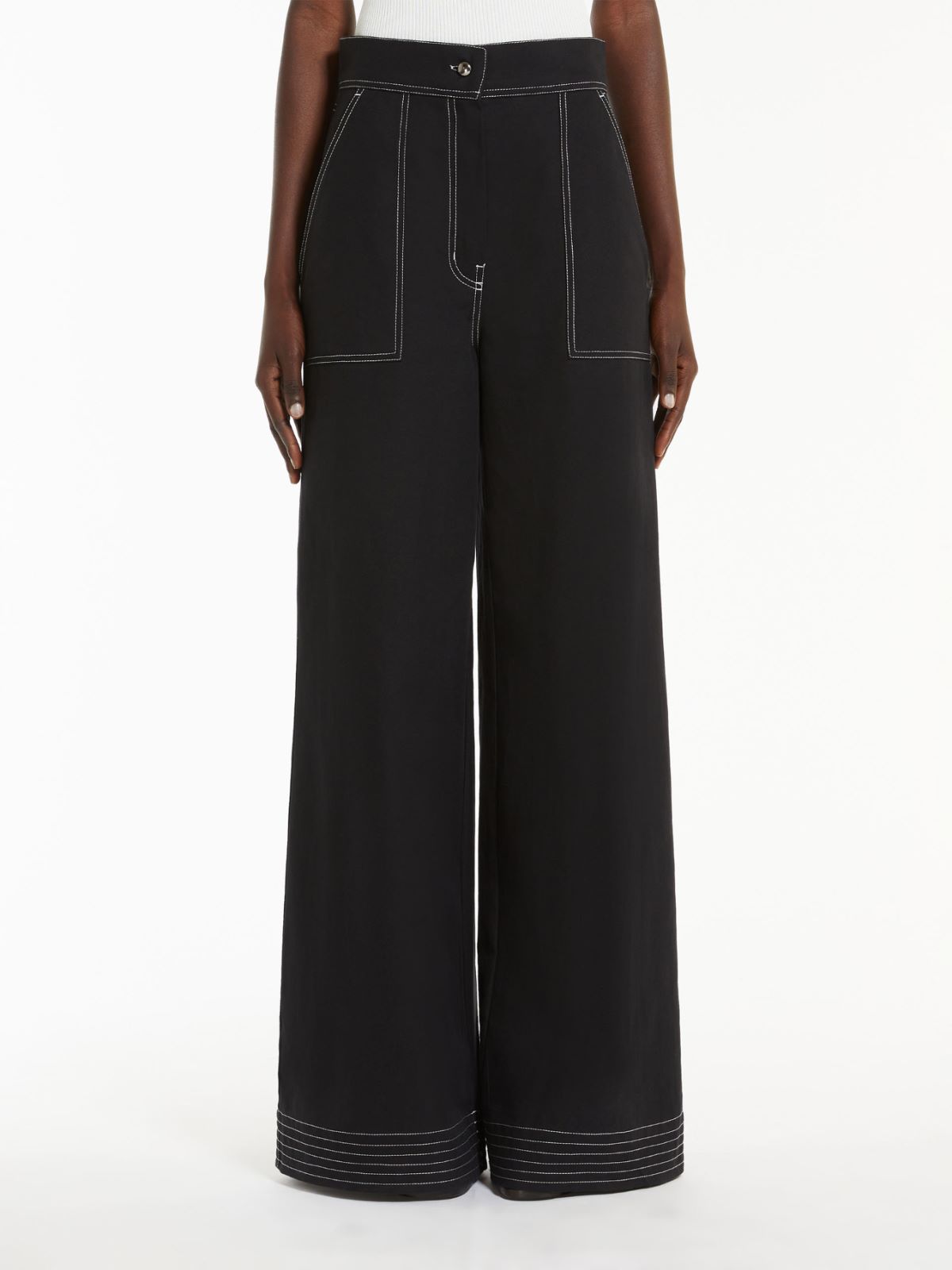 Cotton and linen wide trousers