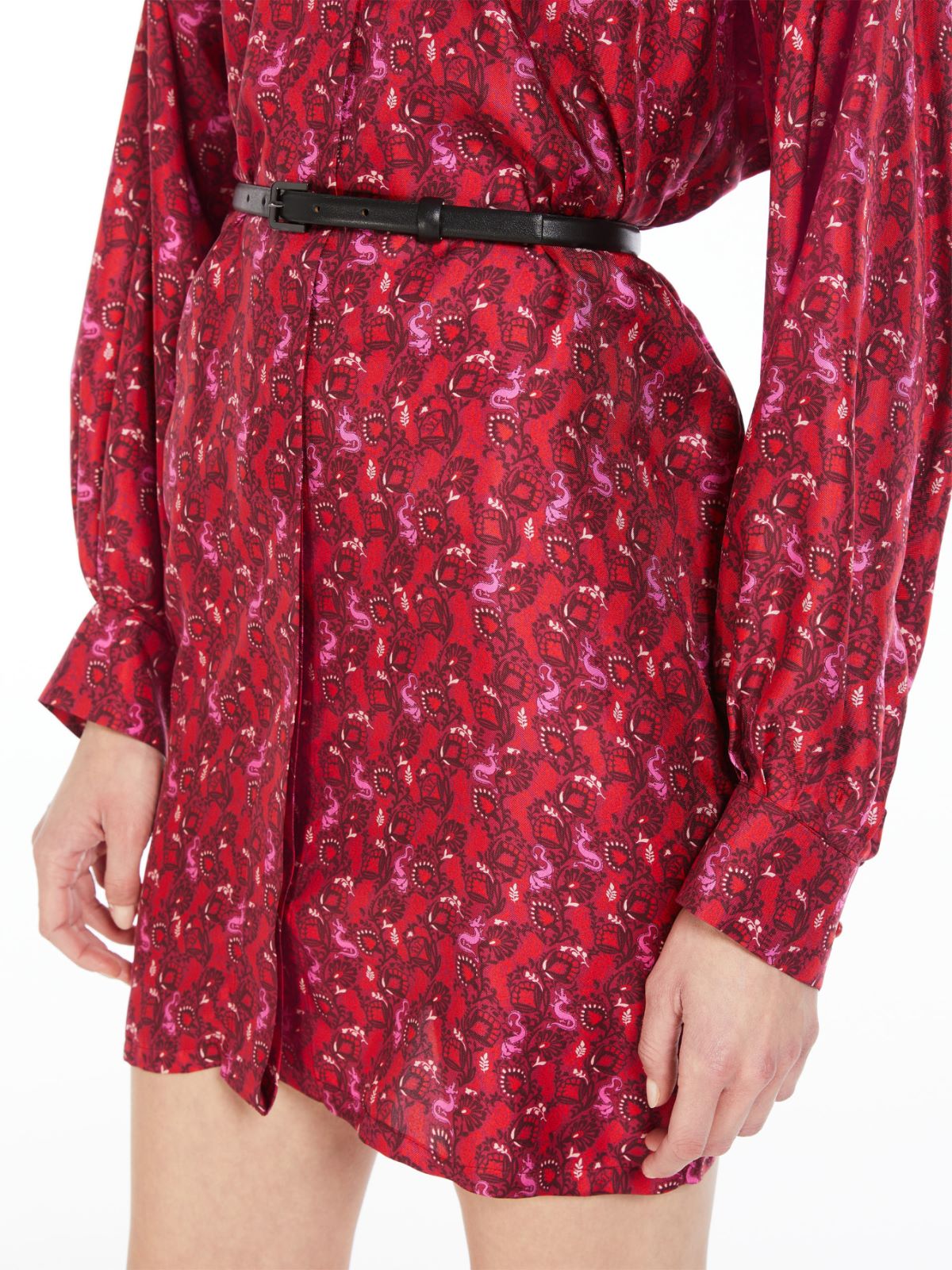 Printed silk shirt dress