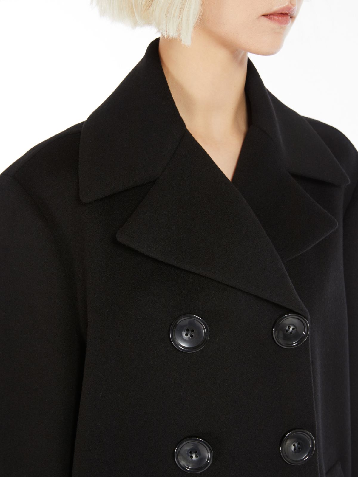 Cocoon-fit double-breasted pea coat