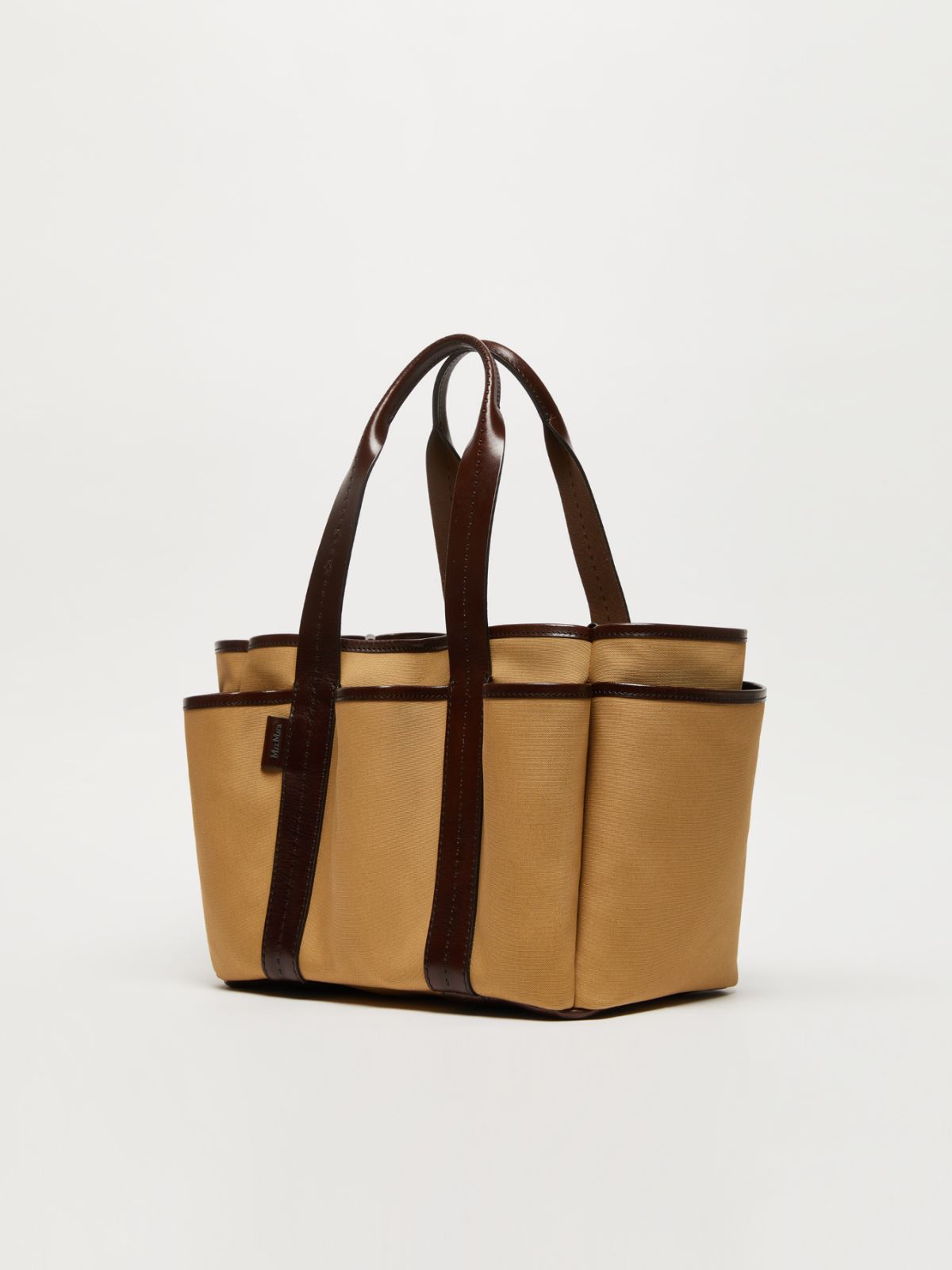 Canvas and leather Giardiniera tote bag