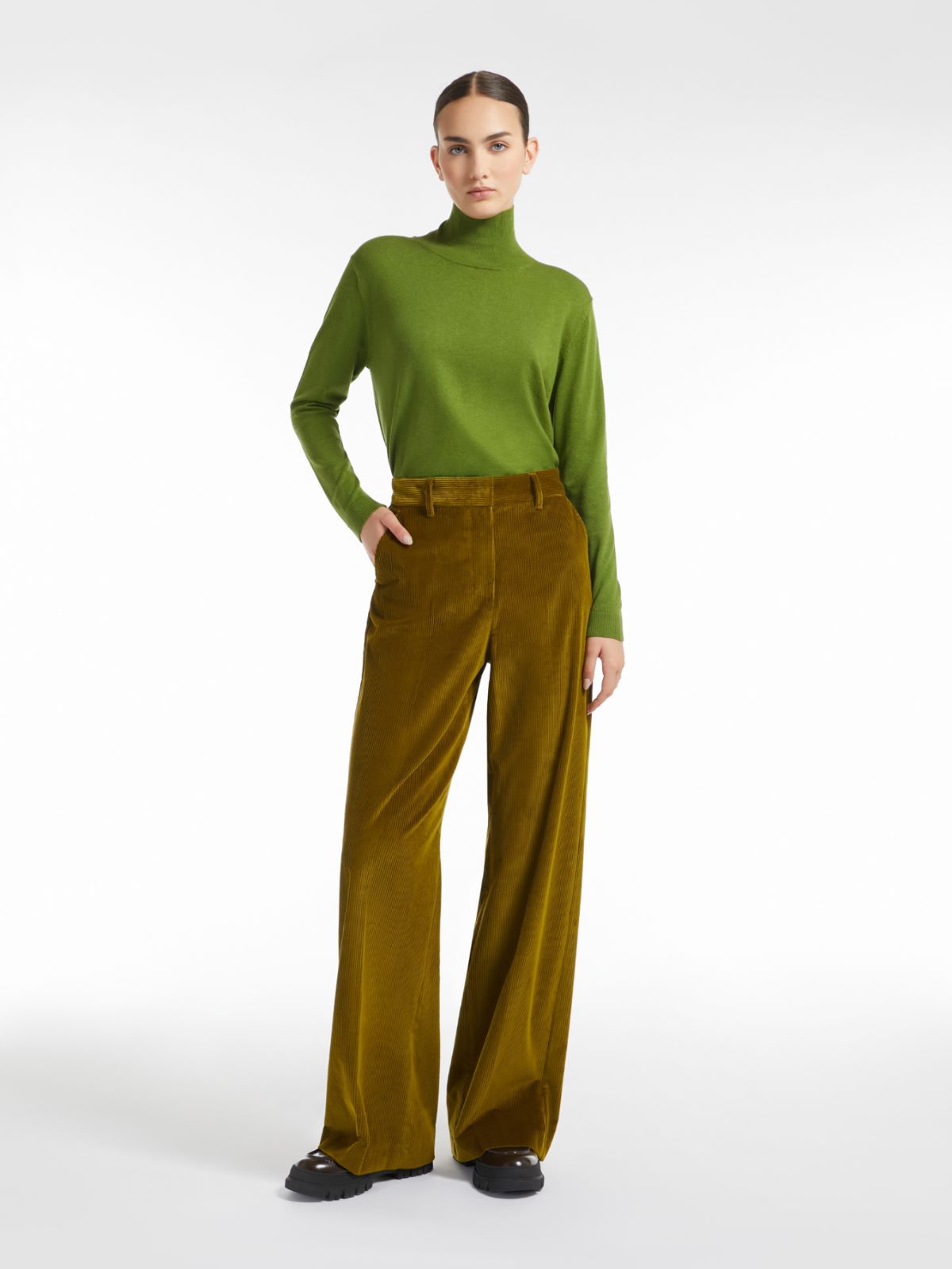 Silk and wool polo-neck sweater