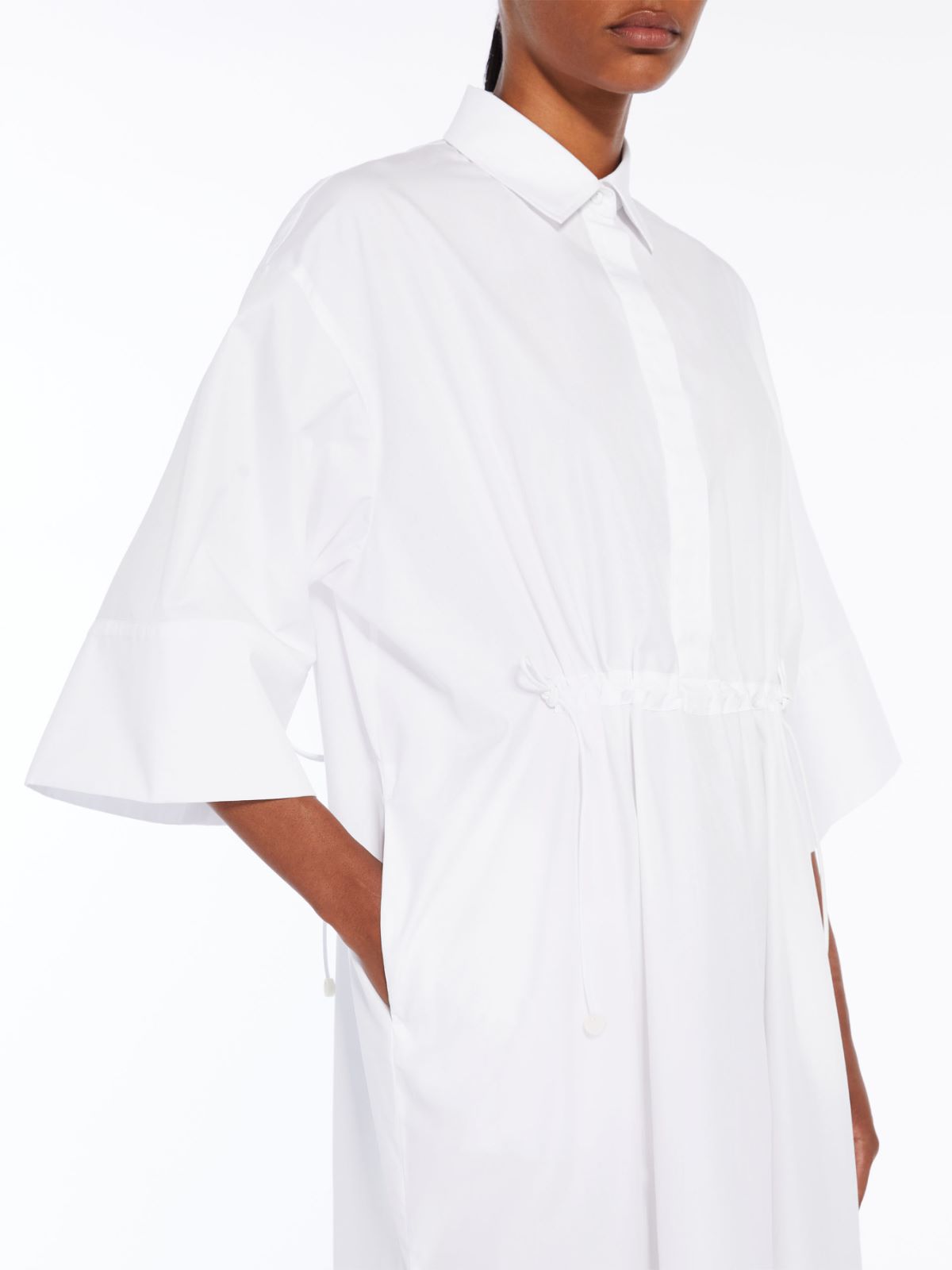 Cotton and silk dress with drawstring