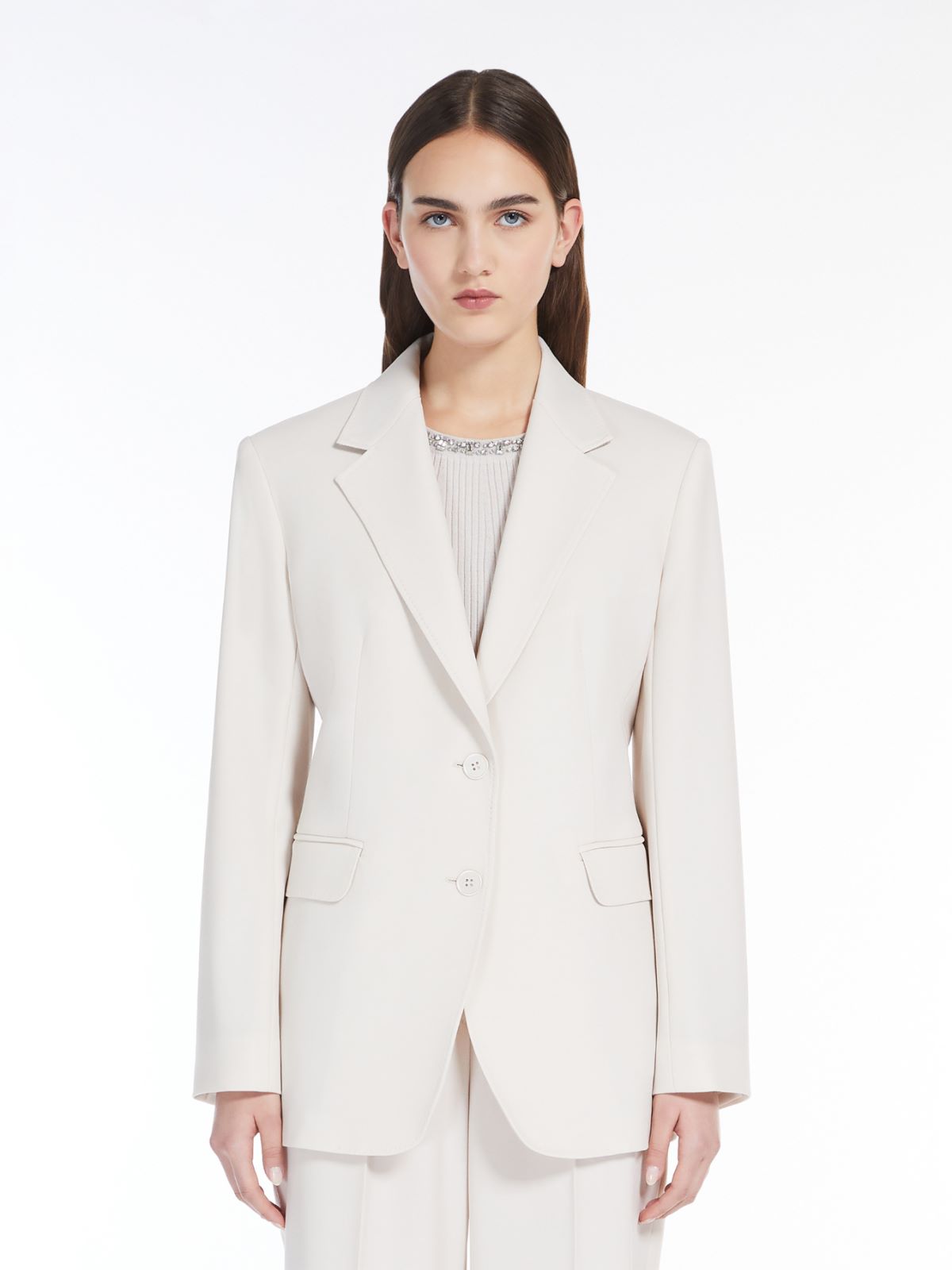 Wool satin crêpe single-breasted blazer