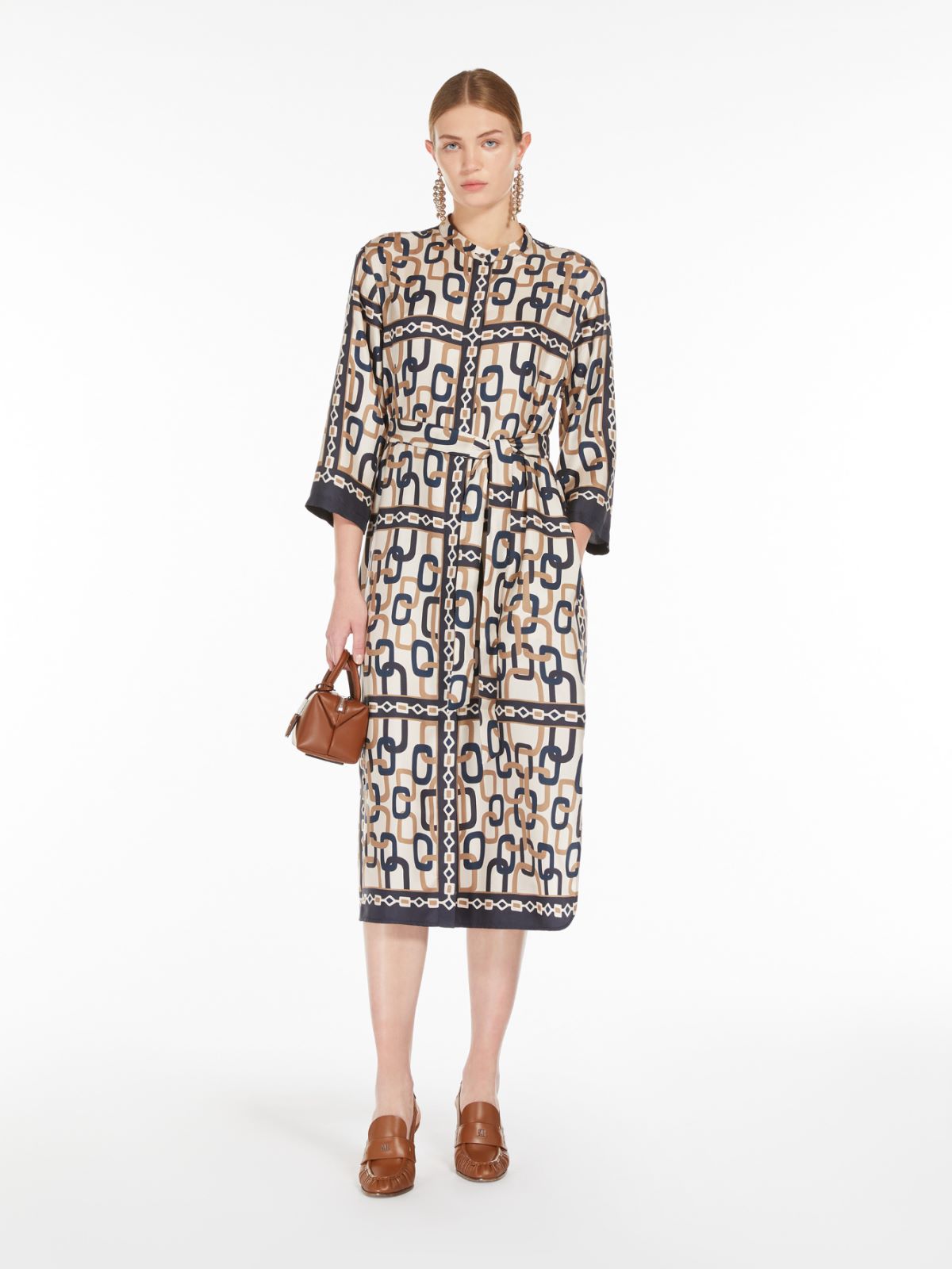 Printed silk twill dress
