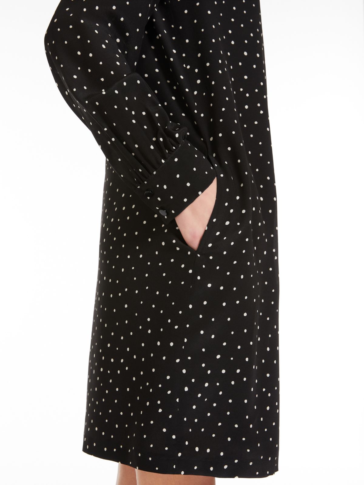 Printed silk turtleneck dress