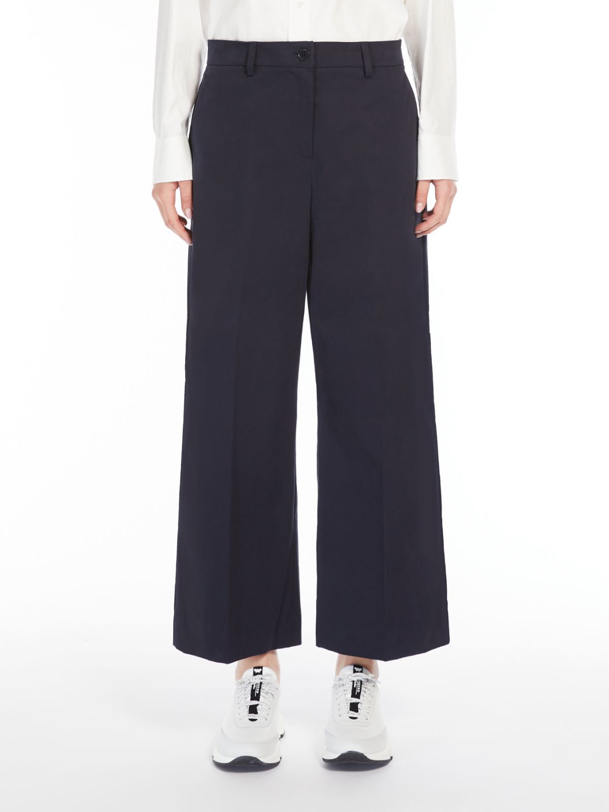 Cotton satin cropped trousers