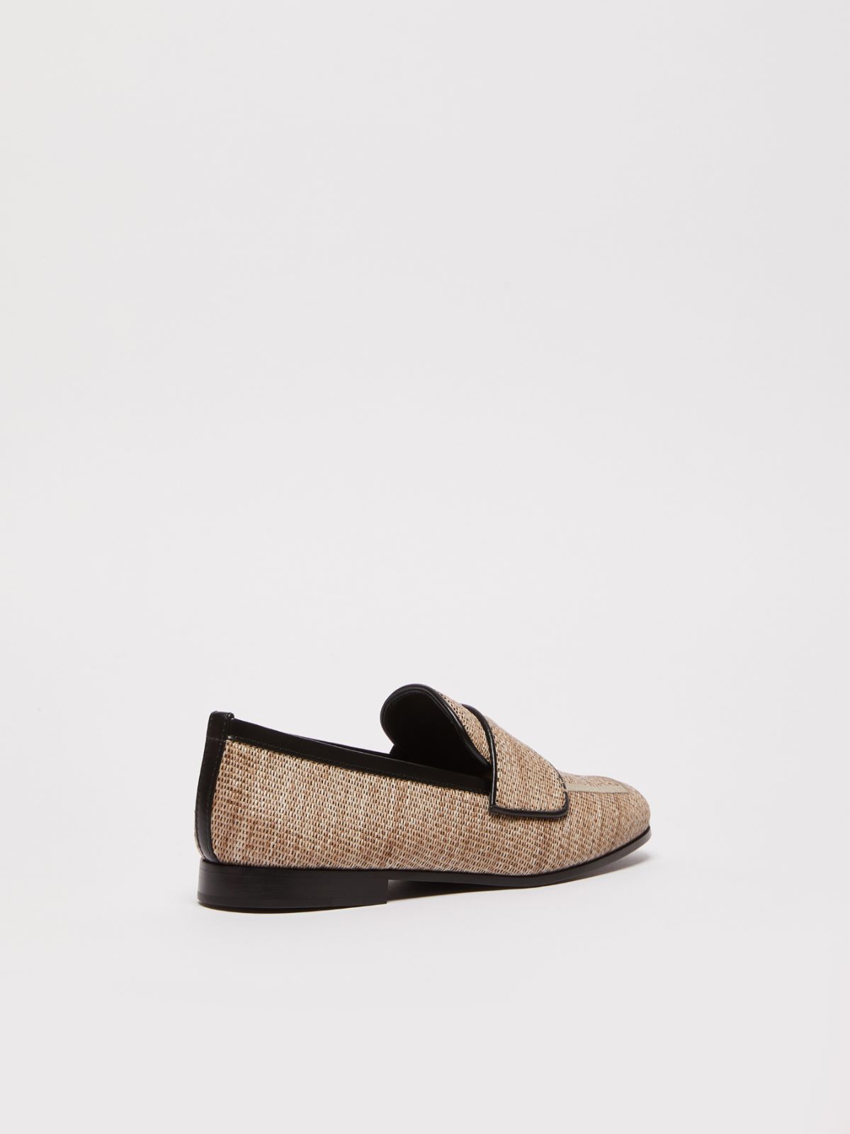 Raffia-effect fabric Penny loafers