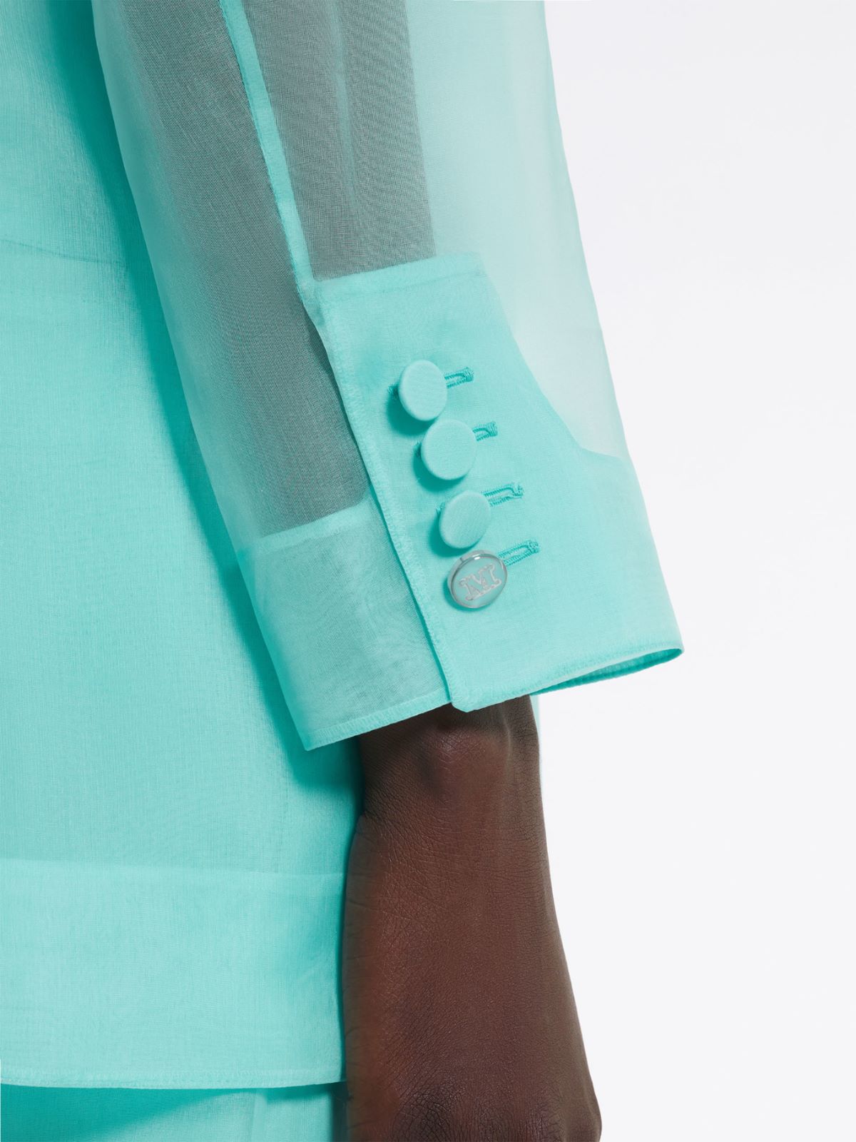 Silk organza double-breasted blazer