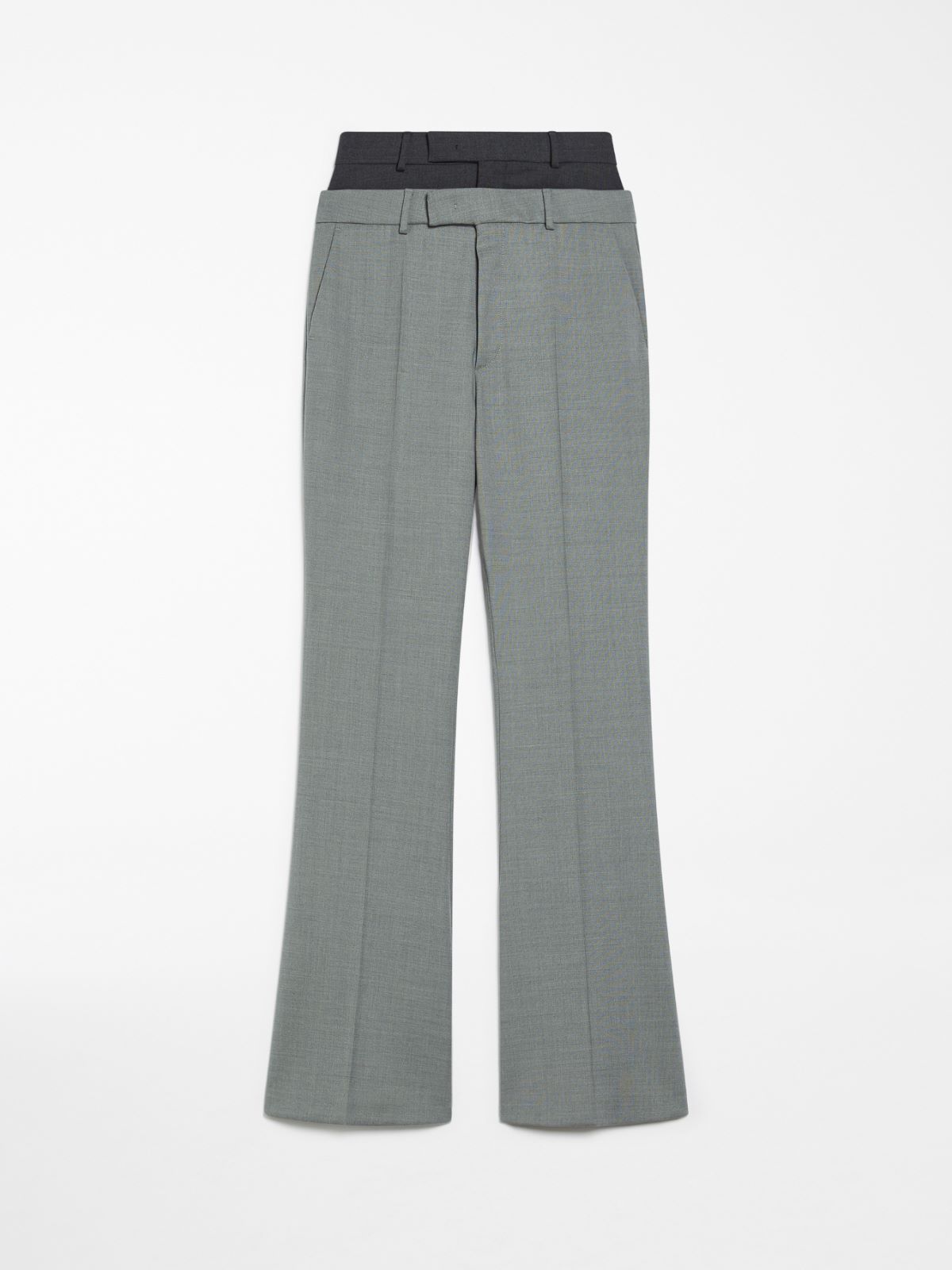 Flared trousers with a branded double belt