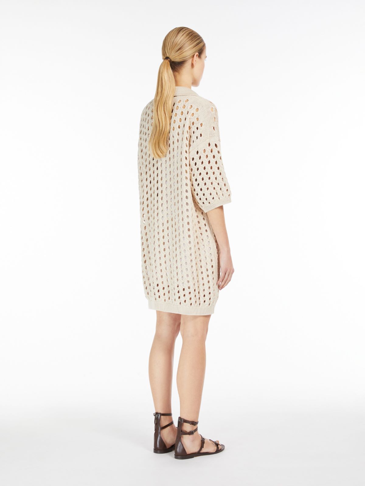 Mesh short dress in cotton