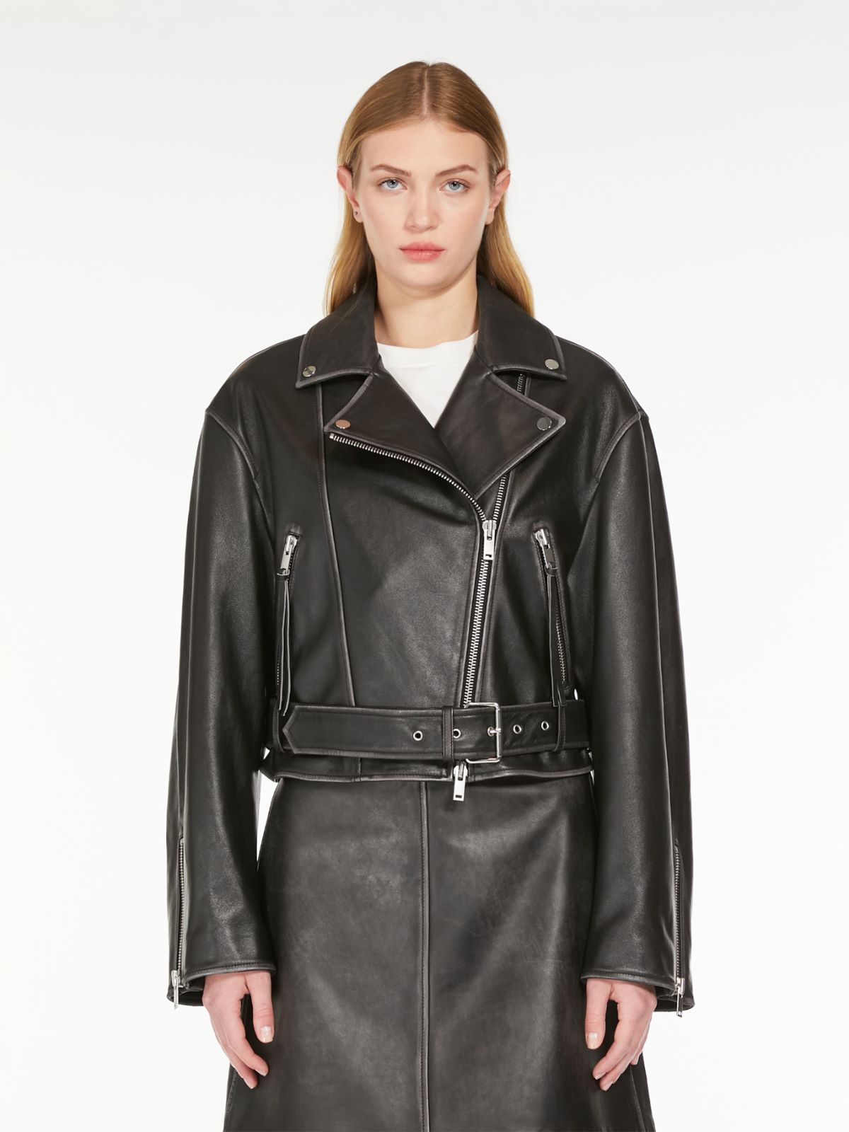 Leather biker jacket