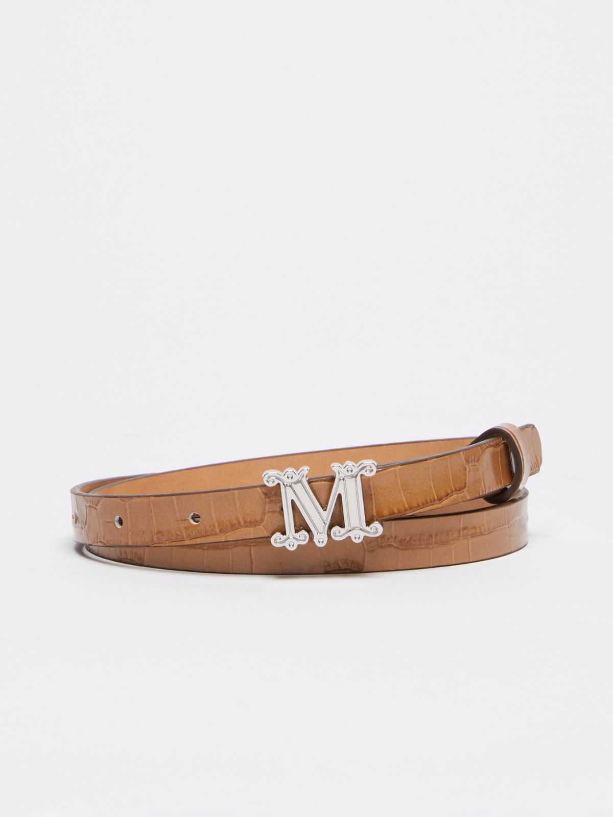Crocodile-print leather Monogram belt