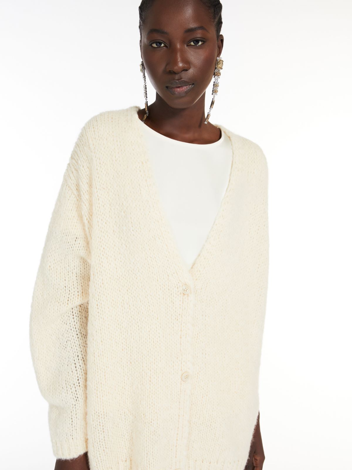 Oversized alpaca and cotton cardigan