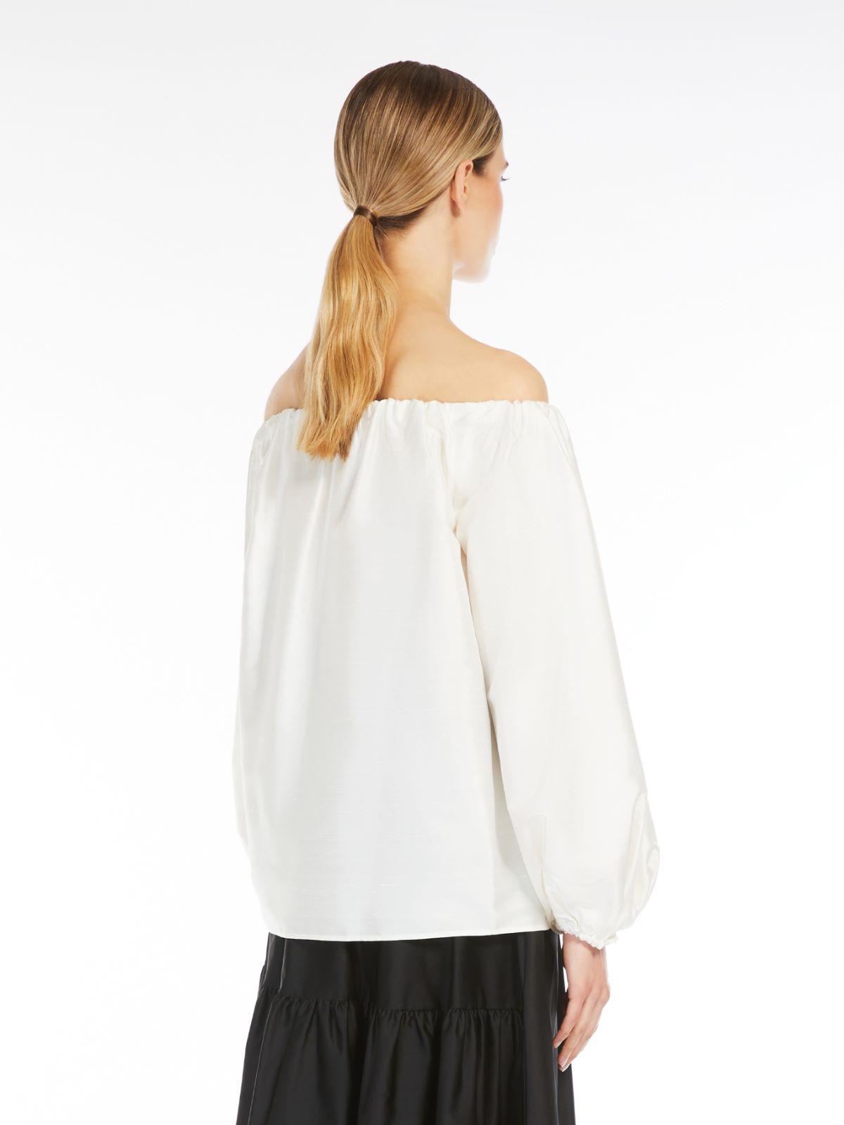 Silk off-shoulder blouse
