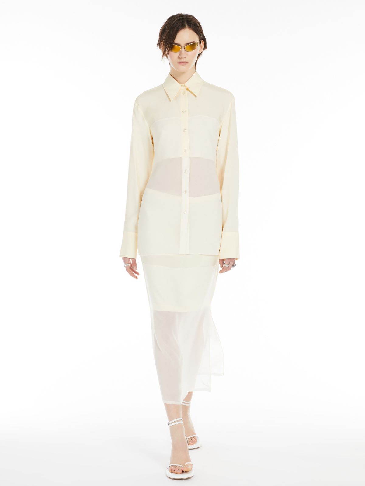 Chiffon flounced blouse