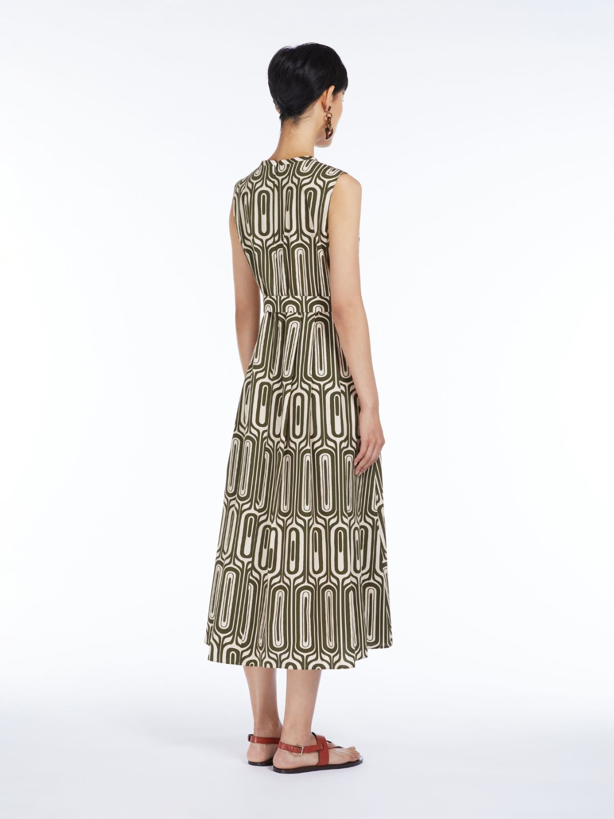 Printed cotton dress with belt